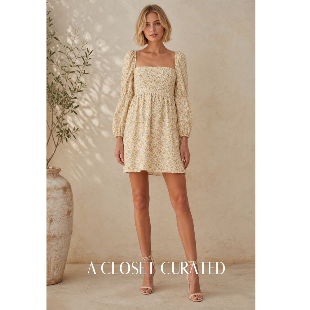 Reformation Michaela Mini Dress 0 Yellow Floral NEW